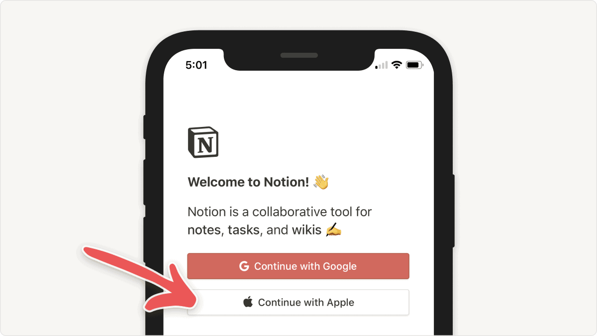 Notion: Sign in with Apple ID