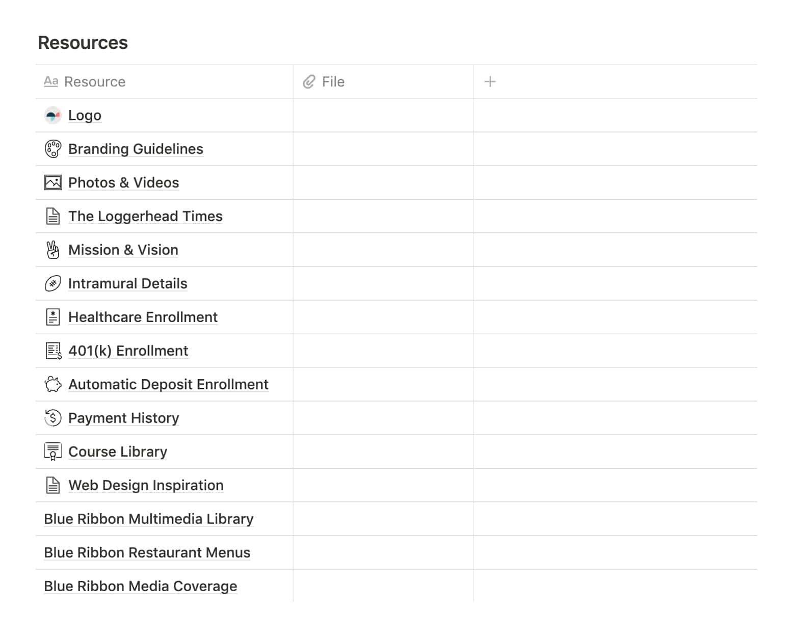 Notion Database: Resources