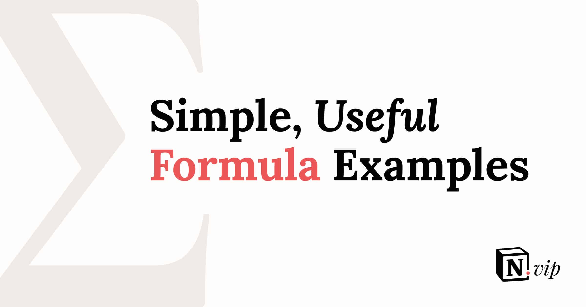 Formula Examples